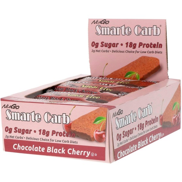 NuGo Nutrition Smarte Carb Sugar Free Bars Chocolate Black Cherry - 12 Bars