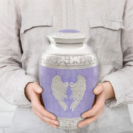 Angel Wings Purple Urn for Human Ashes Adult Male. Cremation urns for Human Ashes Adult Female mom. Decorative urns for Adult Female by Restaall