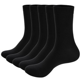Nitzebrsk Men’s Dress Cotton Socks 5 Pairs, Classic Business Socks for Daily Wear Size 7-12 (CA/US, Numeric, 7, 12, Regular, Regular, black)