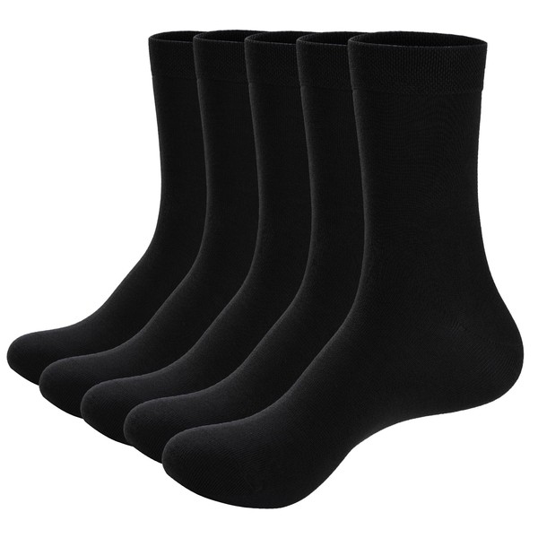 Nitzebrsk Men’s Dress Cotton Socks 5 Pairs, Classic Business Socks