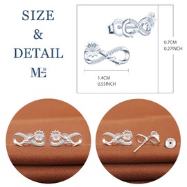 MicLee Stud Earrings 925 Sterling Silver Cubic Zirconia Women's Infinity Symbol Sunflower Earrings with Gift Bag Super Christmas Gift, Silver