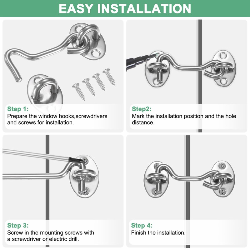 M METERXITY 2-Pack Hook and Eye Latch for Door 6
