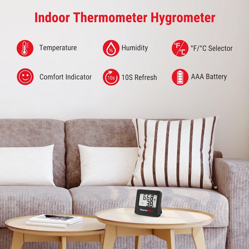 ThermoPro TP157 3 Pack Hygrometer Indoor Thermometer for Home, Room