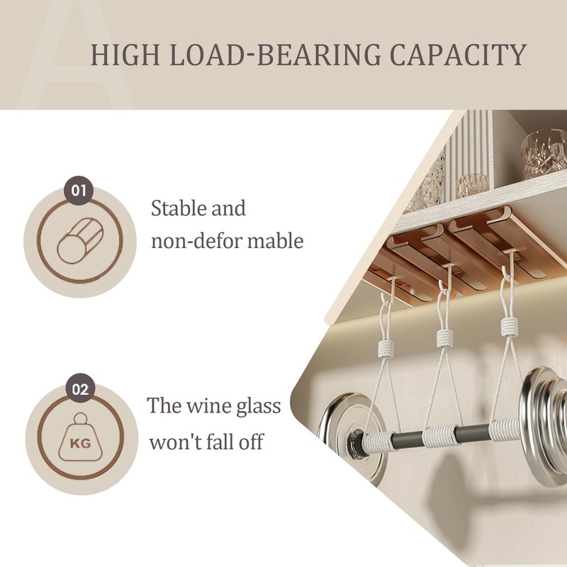 AQJUNONG 2Pack Wine Glass Rack, Punch-free Stemware Rack for Kitchen