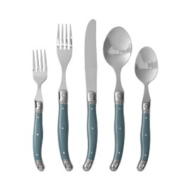 French Home Laguiole 20 Piece Flatware Set – Stainless Steel Flatware Set for 4 – Luxurious Aegean Teal Utensil Set with Knives, Spoons and Forks