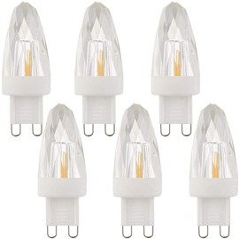 Lxcom Lighting G9 LED Light Bulbs 2W (15W Halogen Equivalent) Dimmable Crystal COB Bulb Warm White 2700K 200LM G9 Base AC110V for Home Lighting, 6 Pack