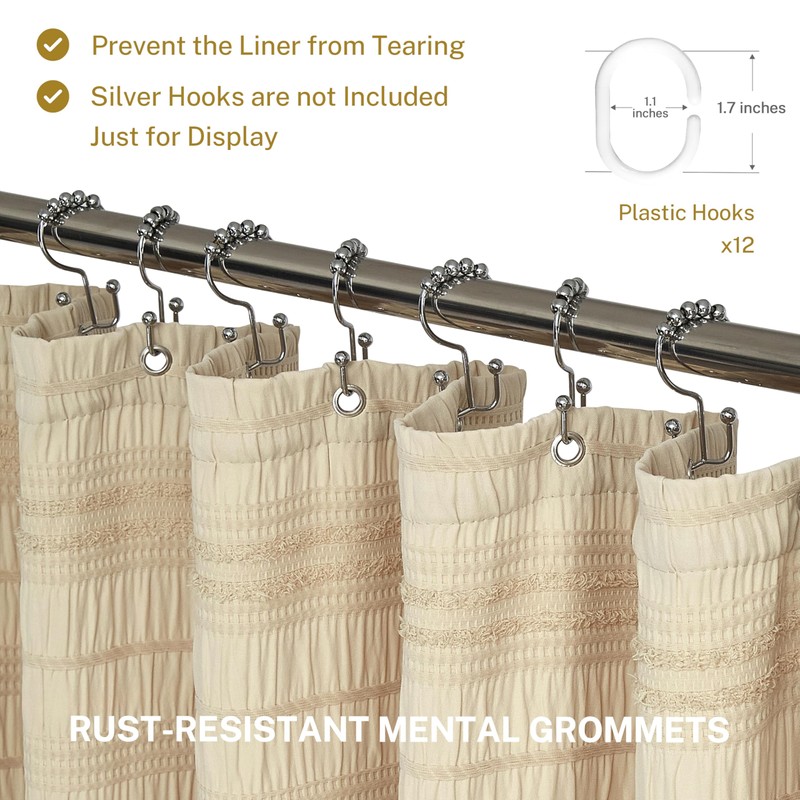 Siiluminisoy Beige Shower Curtain Farmhouse Shower Curtain Cotton Blend Striped