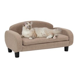 Paws & Purrs Modern Pet Sofa 31.5" Wide Low Back Lounging Bed with Removable Mattress Cover in Espresso/Sand