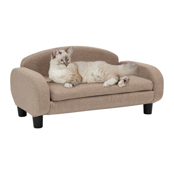 Paws & Purrs Modern Pet Sofa 31.5" Wide Low Back Lounging Bed with Removable Mattress Cover in Espresso/Sand