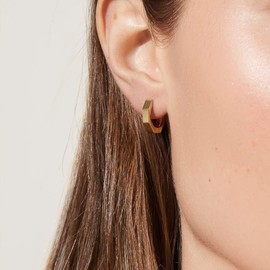 8YEARS 18K Gold Plated Minimalist Hoop Earrings for Women, Geometric Huggies Rectangle Octagon Heart Hoop Earrings, Small Gold Hoop Earrings for Mother’s Day Gifts for Her