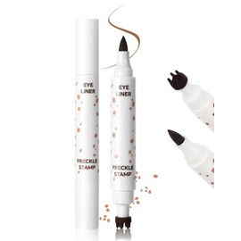 Erinde Lápiz delineador de ojos con pecas, 2 en 1 sello de pecas y delineador, resistente al agua y de larga duración, secado rápido, lápiz mágico para pecas realistas para todo tipo de pieles, #01