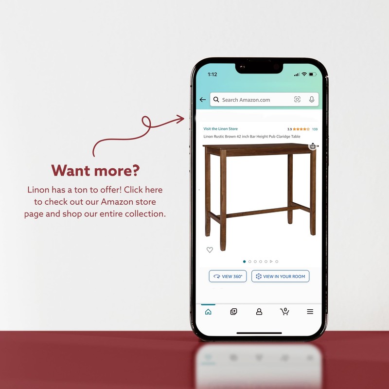 Linon 42 inch Height Pub Claridge Table, Rustic Brown Bar