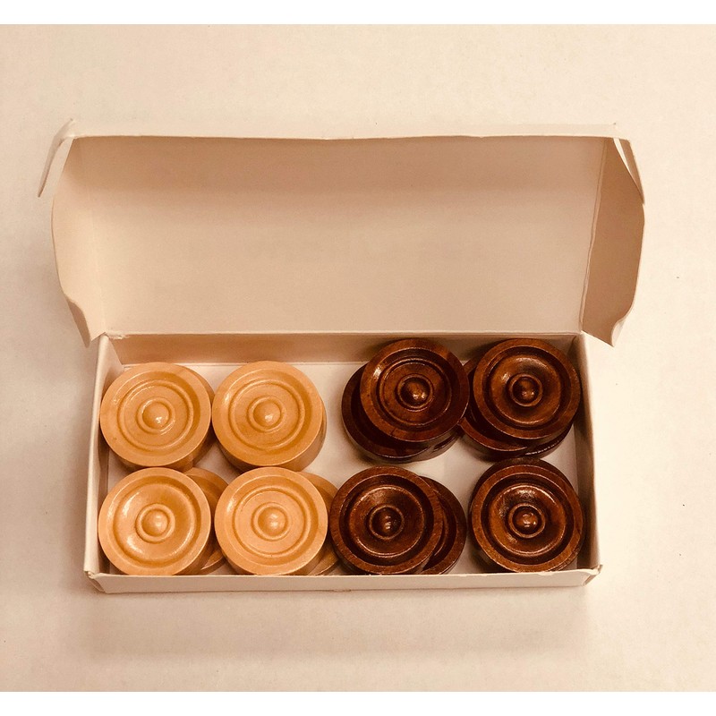 Wooden Draughts Pieces Set