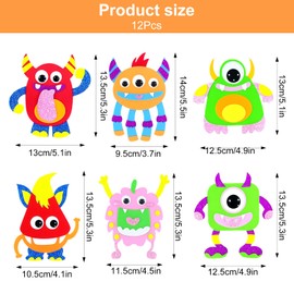 ZMDMAH 12 Monster Craft Set Children, DIY Sewing Set, Animal Shapes Felt Craft Set Animals Sewing Craft Sets for Crafts Children's Birthday Creative Crafts Kiddy Wonder Sewing Fun for Girls Boys