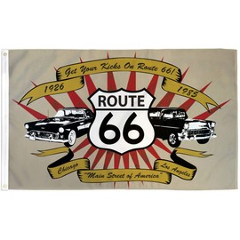 Route 66 Cars Flag Rte 66 Banner Highway Pennant Sign 3x5