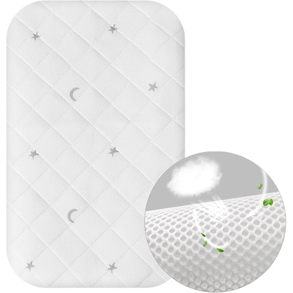 Moonsea 3D Mesh Waterproof Bassinet Mattress Protector 35"x20" Breathable &
