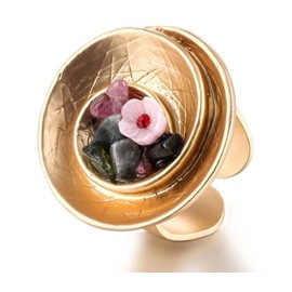 Undisclosed Adjustable Gold Tone Fashion Ring One Size