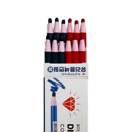 MELLOMENT Dermatograph Colored Grease Pencils – Peel-Off China Makers – Set of 12 – Multi-Surface Use on Glass, Vinyl, Plastic & Metal – Ideal for Art, Marking & More (Red & Blue)