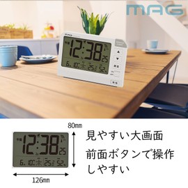 MAG T-767WH-Z Alarm Clock, Radio, Digital, Hornet, Snooze Function, Backlight, White