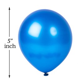 Blue Metallic Balloons 5 Inch - Decorative Latex Party Decoration for Birthday, Engagement, Wedding - Pack of 50