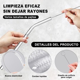 20 Piezas Limpia Popotes (25 cm x 12 mm),Cepillos de Limpieza para Popotes,Acero Inoxidable,para Termos, Botellas, Cafeteras y Tubos, Limpieza Profunda Sin Rayaduras