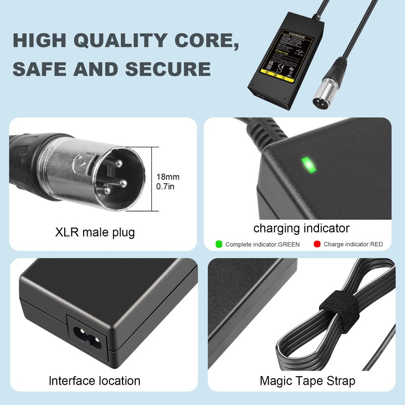 Futurebatt Electric Bike Battery Charger Output 42v 2a with 3-Pin