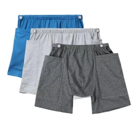 3 Pack Urine Bag Shorts for Men, Ostomy Drainage Bag Underwear, Incontinence Care Trousers, Catheter Bag Shorts, L