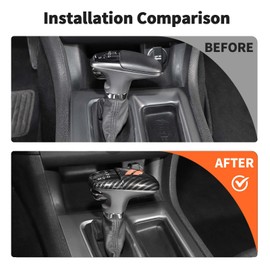 JWWY Gear Shift Shifter Knobs Cover Trim for 2015-2024+ Dodge Challenger Charger 2018-2023 Durango Interior Accessories Orange Carbon Fiber