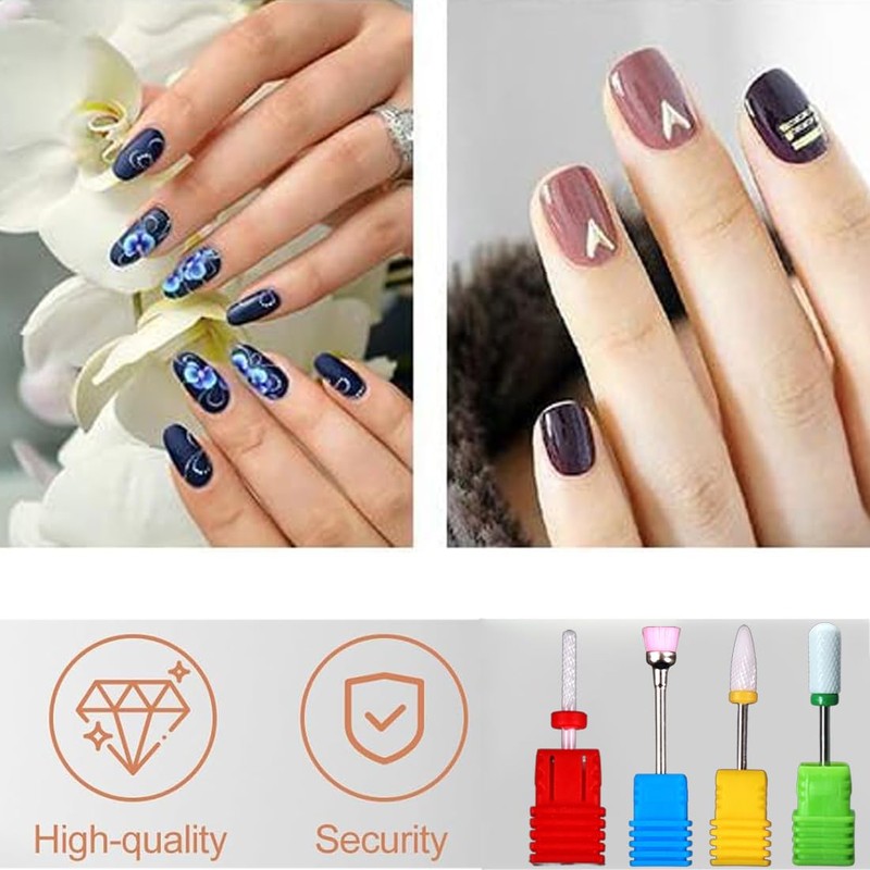 4-Piece Ceramic Nail Drill Set in Corn Shape Professional 3/32