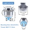 2-Pack 22mm Momentary Metal Waterproof Push Button Switch 7/8" Mounting