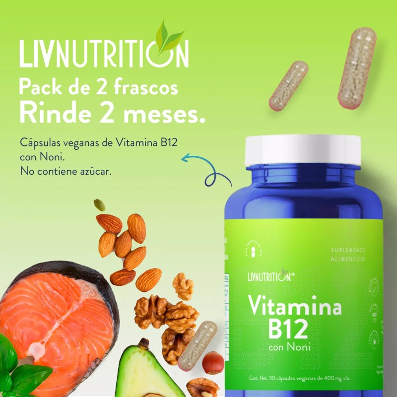 Liv Nutrition- Vitamina B12 Con 60 Cápsulas De 400mg