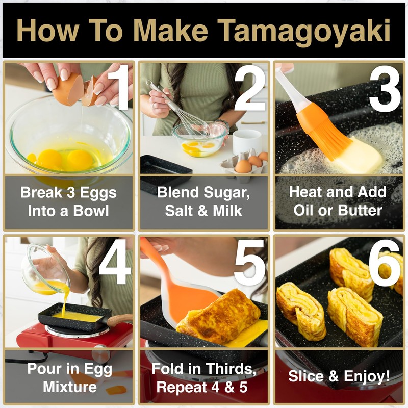 Oleex Tamagoyaki Pan Set – Japanese Omelette Pan with Kitchen