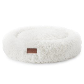 TOWN & COUNTRY LUXE CuddleTown Fuzzy Solid Donut Pet Bed, Soft, Cozy & Calming, Water Repellent, Non-Slip Bottom, 100% Machine Washable, Cream, XS 19"x19"x7" Round