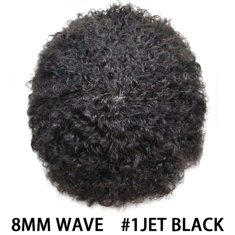 Man Weave Hair Unit Black Men Afro Toupee Hair Unit
