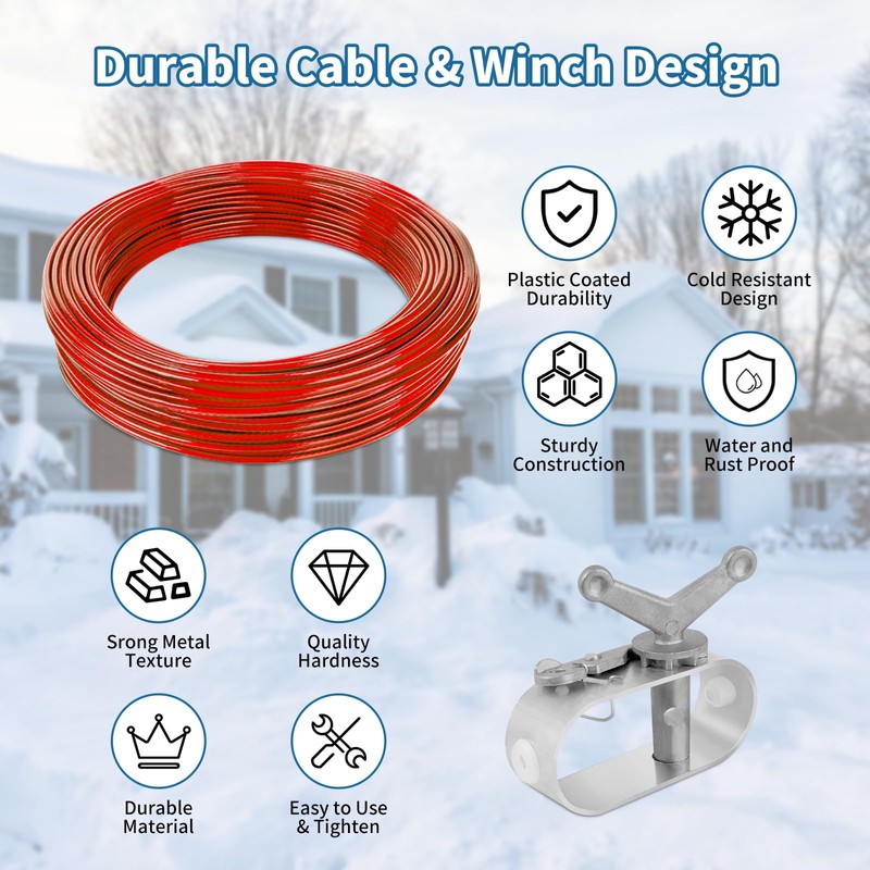 100ft Pool Cover Cable & 2 Winch Suitable for Above