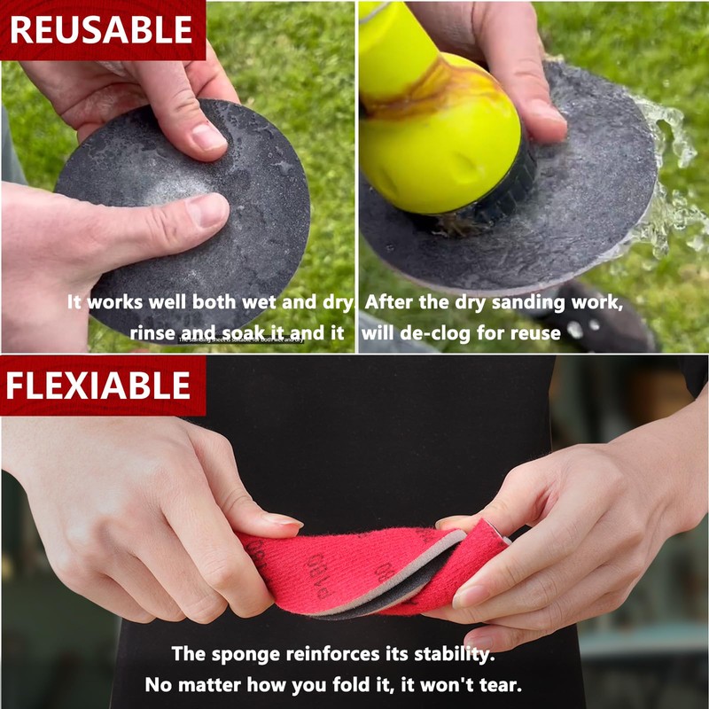 Shineboc 12Pcs 6 Inch Hook and Loop Sanding Sponge Discs
