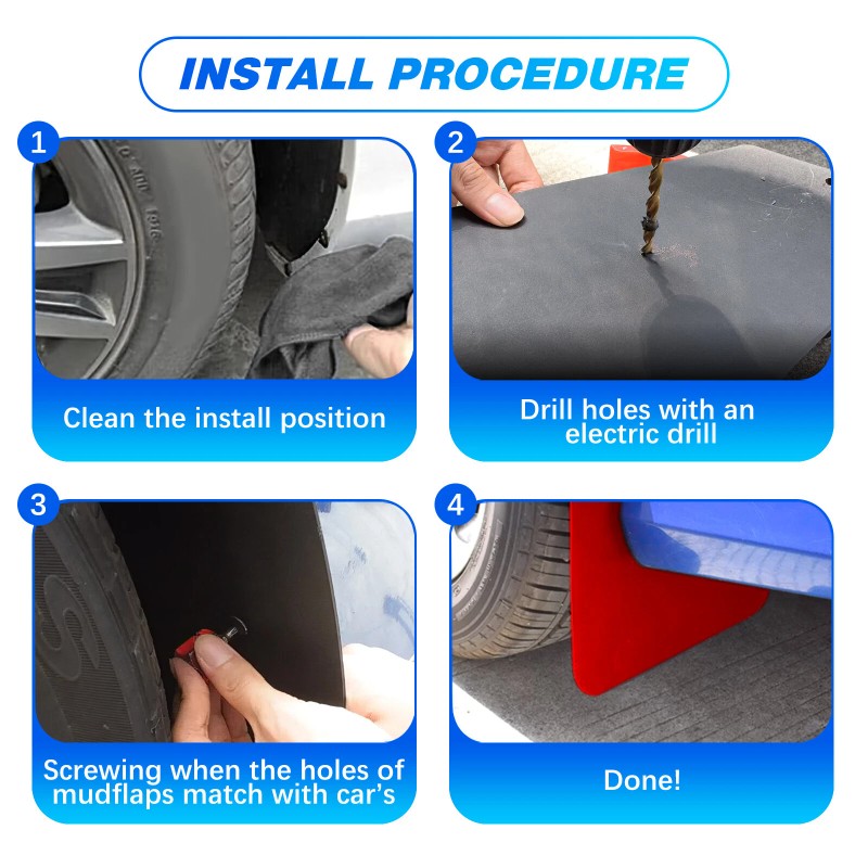 Dreamizer 4Pcs/Set For Ford Pickup Truck Red Wide Rally Mudflaps