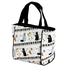 Ceramic Indigo Lunch Bag, Music Cat, Size: Approx. W 12.2 x D 5.1 x H 7.9 inches (31 x 13 x 20 cm) 134