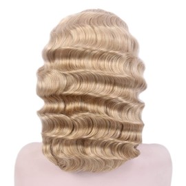 MEDISIFA 1920s Wig for Women Short Finger Wave Party Wig Synthetic Full Vintage Wigs for Womens Lady Cosplay Costume Fancy Dress 20s Flapper Wig (Platinum Blonde)