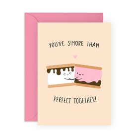 Sweet and Cute Love Card for Them - 'Smore Than Together' - Gifts for Friends, Brother, Sister, Mum, Dad, Parents, Cousin, Colleagues - Valentines Day Presents Men Women - Comes with Fun Stickers