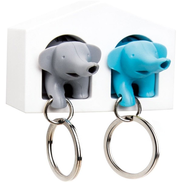 Duo Whistle Elephant Key Ring Holder