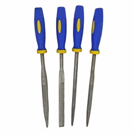 Dapetz ® 6" 150mm Small Warding Needle File Set 4 Pieces Made from Hardened High Carbon Steel Soft Grip Handle for Use On Metal, Wood, Plastic in Storage Pouch