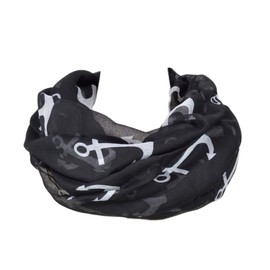 TrendsBlue Premium Anchor Print Infinity Loop Fashion Scarf, Black