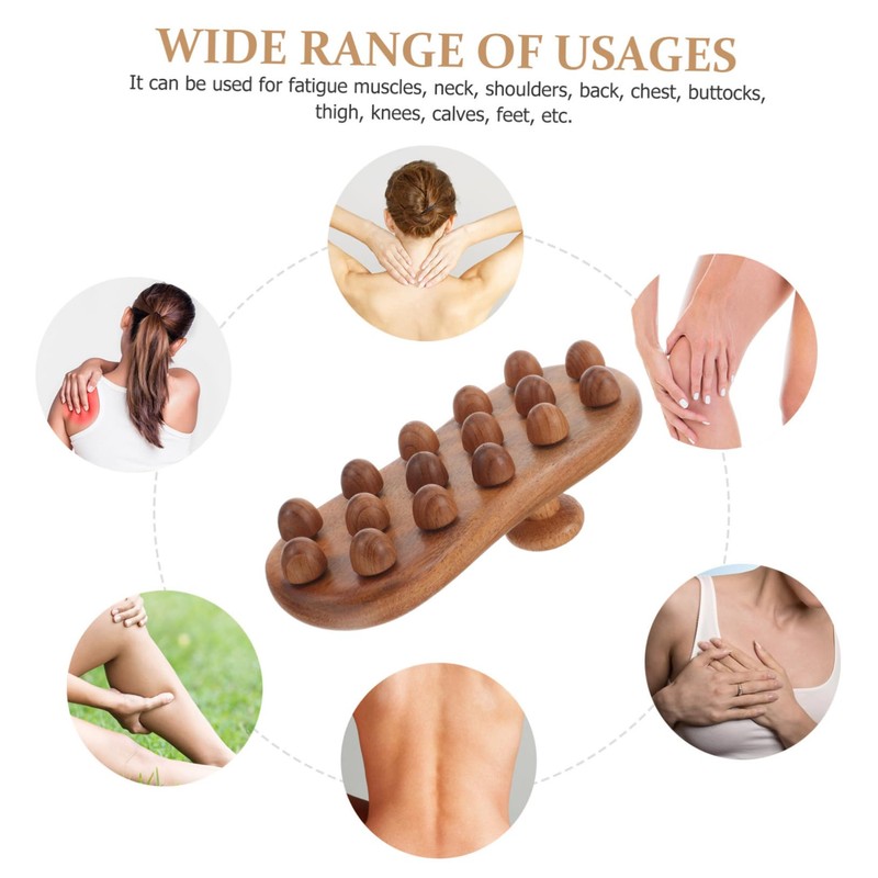 Healeved Wood Acupoint Massage Brush Handheld Body Therapy Tool for