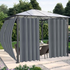 OutdoorLines Waterproof Outdoor Curtains for Patio - Windproof Tab Top Gazebo Curtain Panels - Privacy Sun Blocking Outside Curtain Set for Porch, Pergola and Cabana 54 x 96 inch, Gray, 2 Panels