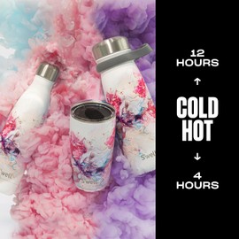 S'well Stainless Steel Tumbler with Slide-Open Lid, 18oz, Rose Marble, Triple Layered Vacuum Insulated Containers Keeps Drinks Cold for 12 Hours and Hot for 4, BPA Free