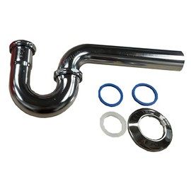 EZ-Fluid 1-1/2" Thick Heavy Duty 17 Gauge Kitchen Sink Chrome Brass P-Trap w/Brass Nuts & 1-1/2" x 1-1/4" Reducing Washer, for Sink Waste Drain P-Trap Brass Tubular Kit,Commerical Grade.(1)