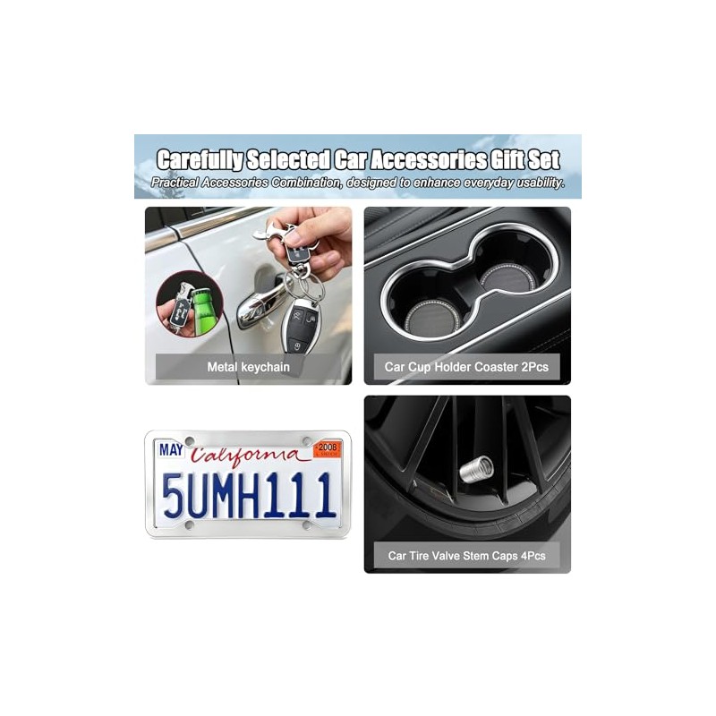 Rugged Stainless Steel License Plate Frame 2 Pack, Resistant Rustproof