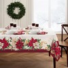 Elrene Home Fashions Poinsettia Garlands Holiday Engineered Wrinkle Resistant Tablecloth,