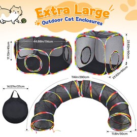 Petizer Outdoor Cat Enclosures - Upgrade 3-in-1 Outdoor Catio Set with Extra Large Tents & Tunnel for Yard & Travel, Portable Cat Playpen for Kittens, Cats, Puppies & Small Animals with Storage Bag